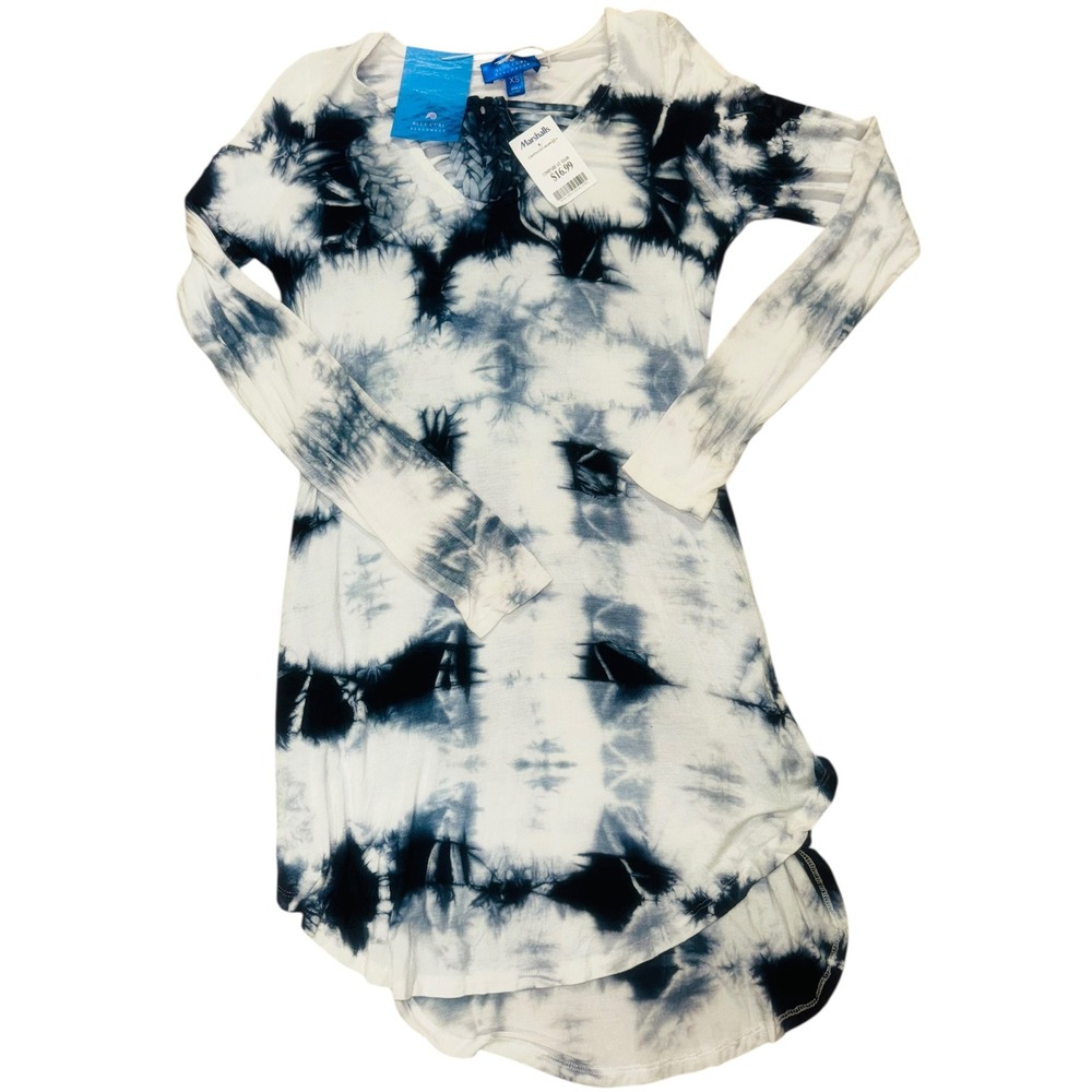BLUE CURL BEACHWEAR Womens Tie Dye Long Sleeve Tunic Dress XS
